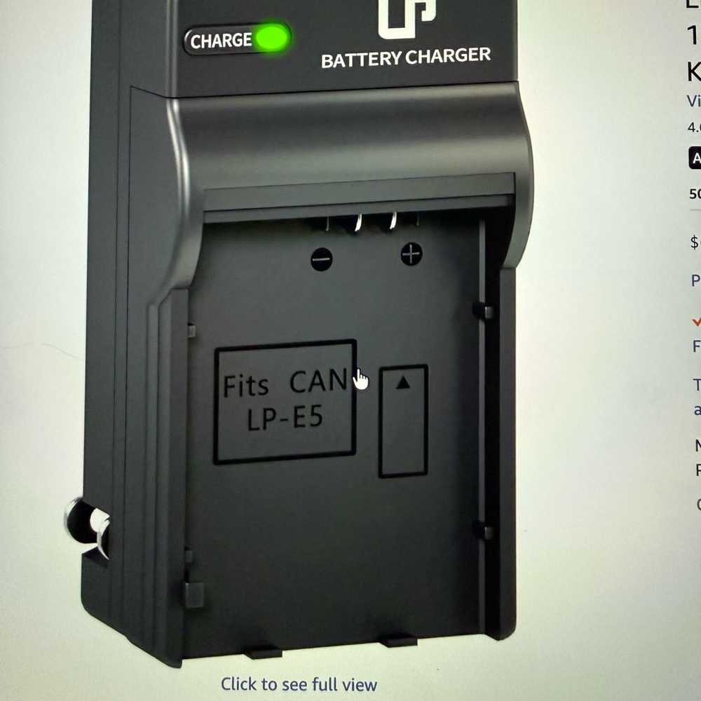 Black Battery Charger for LP-E5